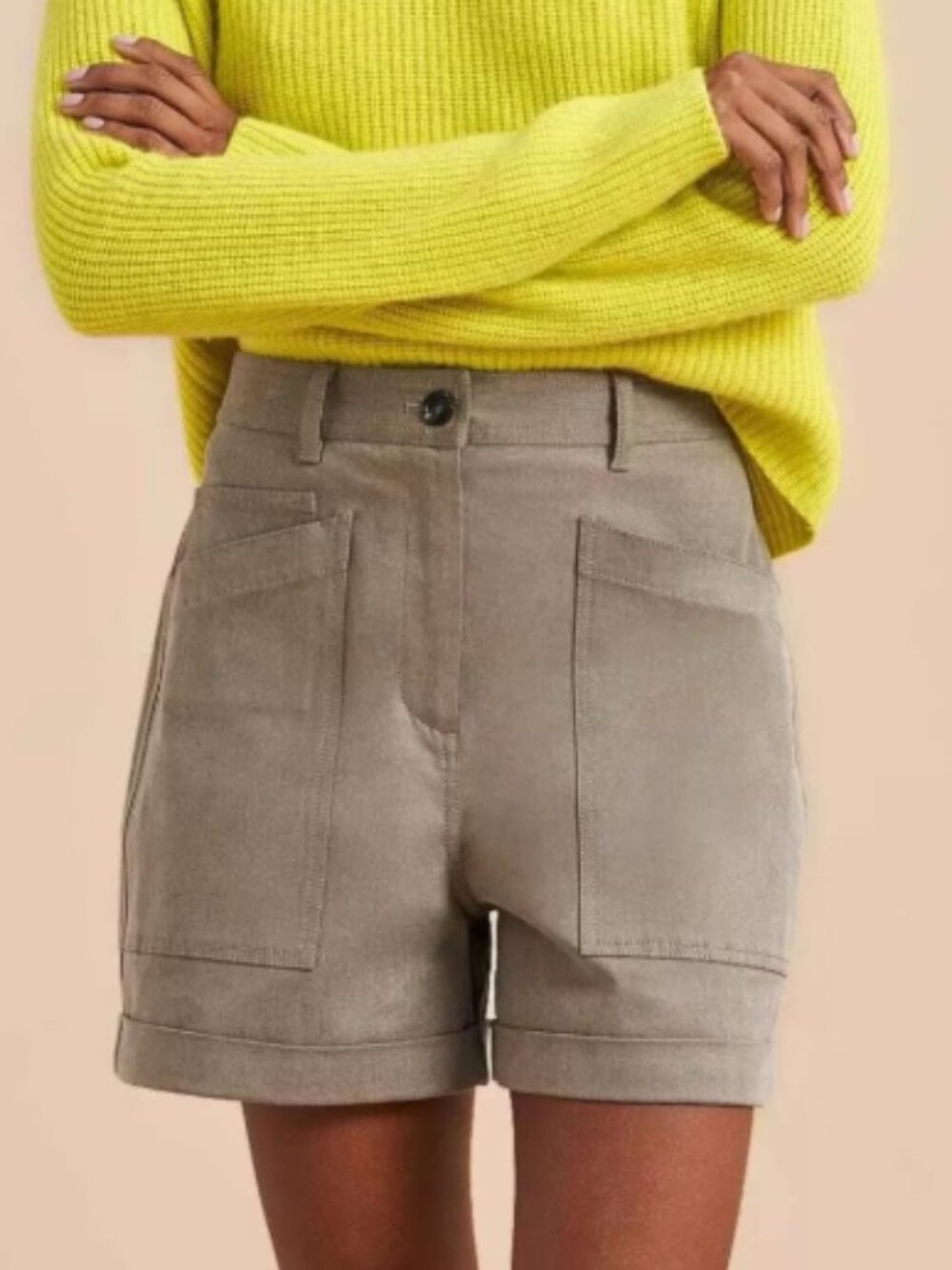 NWT La Ligne Canvas Shorts in Mushroom | Size 4